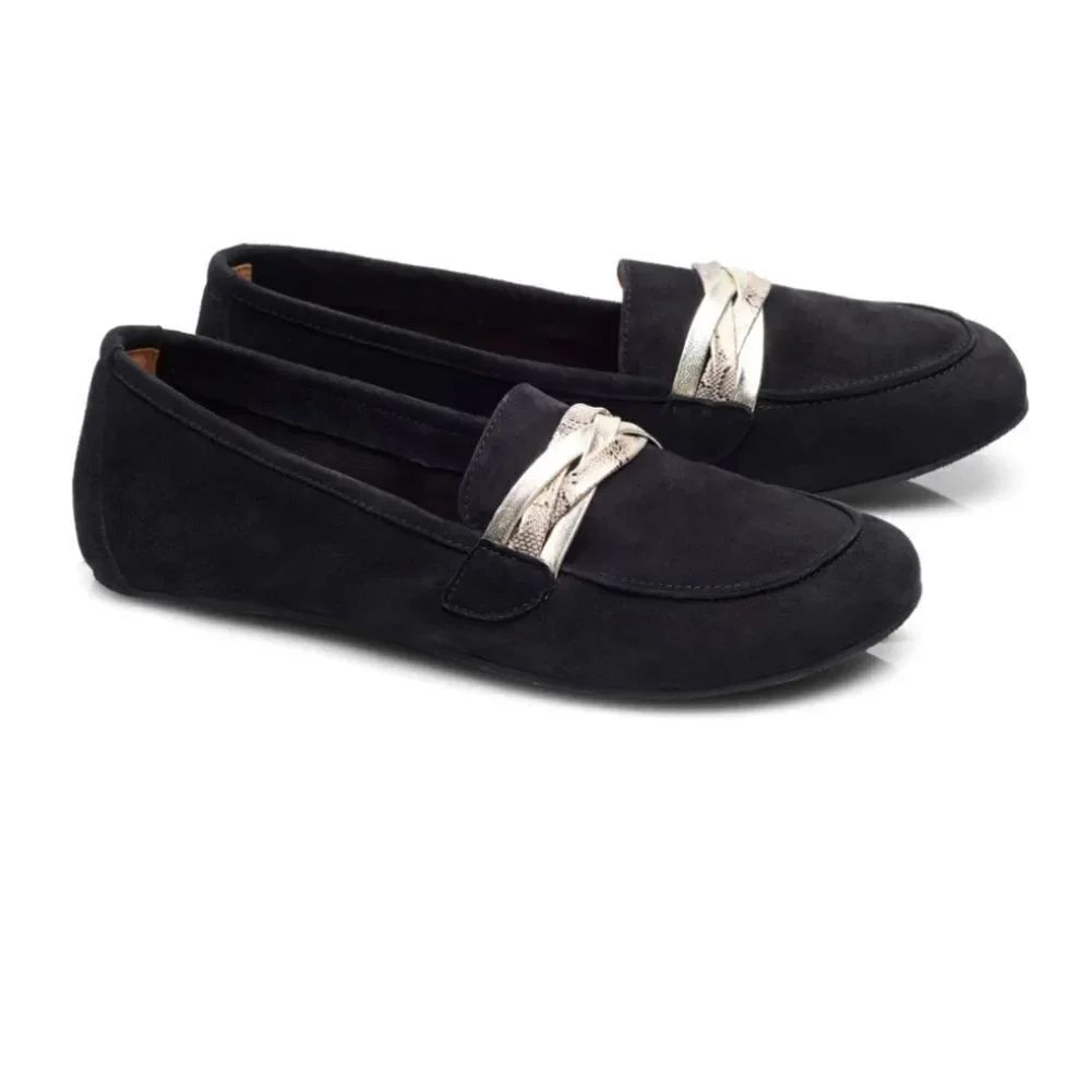 ZAQQ Qerp Velors Black Suede Barefoot Loafers Sz 38